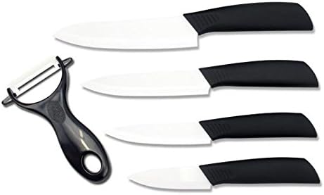 Kitchen Ceramic Knife, Zirconia Knife, Kitchen Vegetable Knife and Peeler, with Non-Slip Handle Luxurious Box (white)
