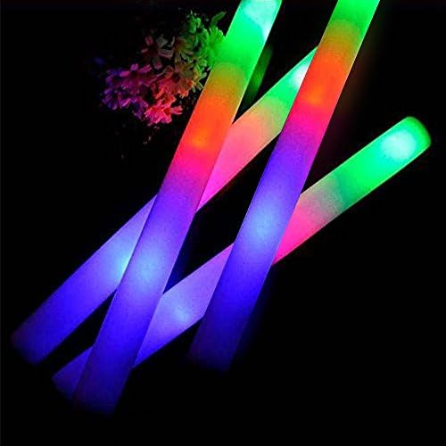 Light Up Foam Glow Sticks, MASALING 22PCS Multicolor LED Flashing Light Effect Stick Color Changing Soft Tubes Wands Batons Strobe Cheer for Party Supplies Festivals, Birthdays, Raves