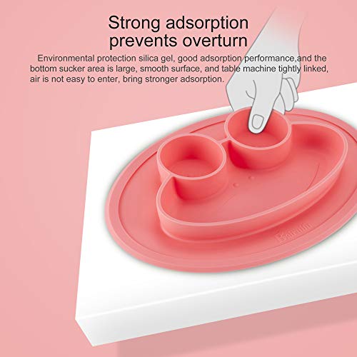Baifuifu Baby Placemat Frog Round Silicone Suction Feeding Plate for Children,Toddlers, Babies Highchair Feeding Tray Table, Restaurant with Built in Plates and Bowl