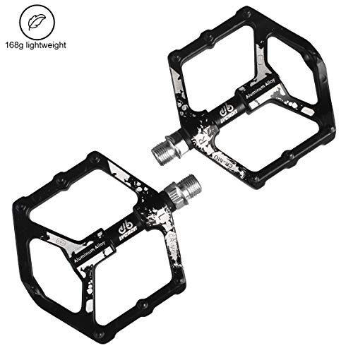 LYCAON Bicycle Pedals Aluminum Alloy Casting Body 2DU Bearing Lightweight Road Mountain Bike Pedals for MTB BMX (Black)