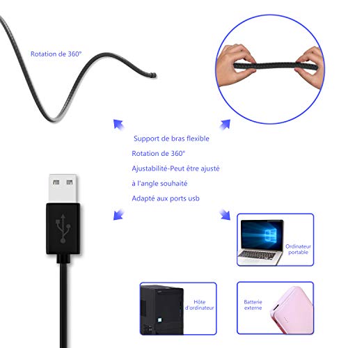 Selvim Lumière Anneau LED, 3 Mode d’Eclairage 10 Niveaux de Luminosité, Selfie Ring Light pour Téléphone Bras Flexible Rotation à 360° Anneau Lumineux pour Selfie, Maquillage, TIKTok, Youtube