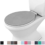 Gorilla Grip Original Thick Memory Foam Bath Rug Toilet Lid Seat Cover, 19.5 Inch x 18.5 Inch Size, Machine Washable, Plush Fabric Covers, Fits Most Size Toilet Lids for Kids Bathroom, Dark Gray