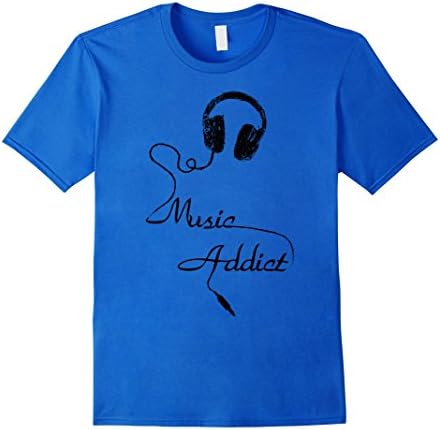 Men's Music Addict T-shirt Cool Music Lover Musician Shirt Large Royal Blue
