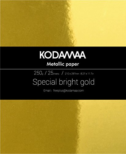 Kodamaa Premium Shimmer Art Craft Gold / Silver Metallic Paper, Multipurpose Cardstock Perfect for Festival Crafting, Printing, Gift Packaging (25 Sheets)