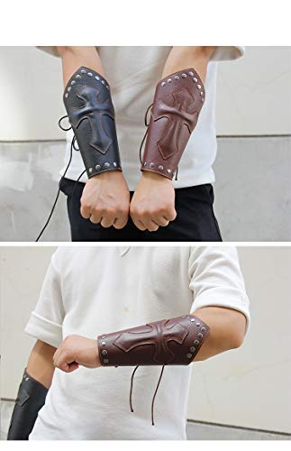 VolksRose Leather Archery Arm Guard, Adjustable Hunting Shooting Arm Guard, Bracers Leather Arm Armor Guard Medieval Rivet Style Armor Costume Traditional Archery Protective Gear, 1 Piece #19 - Thumbnail 7