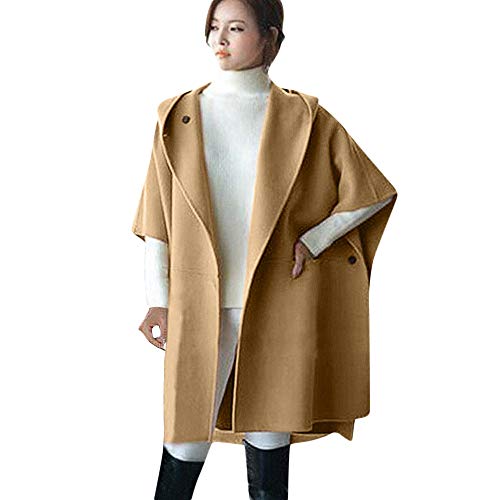 POTO Women Coats Plus Size, Ladies Loose Batwing Wool Poncho Winter Warm Coat Jacket Cloak Cape Parka Outwear - Thumbnail 7