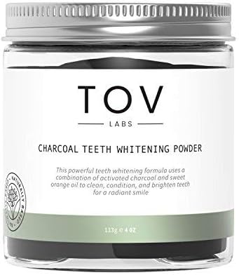 TOV LABS, All Natural, Vegan, Activated Coconut Charcoal Teeth Whitening Powder (4oz = 400+ uses), (Spearmint) Gentle and Effective Stain Removal