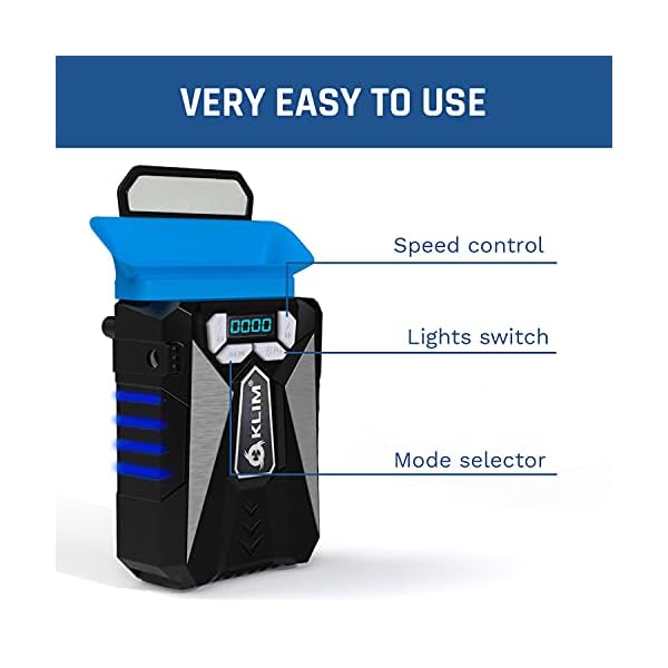 KLIM-Cool-Universal-Gaming-Laptop-PC-Cooler-High-Performance-Fan-for-Fast-Cooling-Action-USB-Hot-Air-Extractor-New-2021-Version-Blue KLIM Cool Laptop Cooler Fan - NEW 2023 - Innovative Portable Cooling Design with Display - External Gaming Cooler - High…