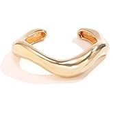 Metal Polished Wide Chunky Bangle Bracelets Geometric For Women Dainty Minimalist Cuff Wrist Open Bangles Stainless Steel Bracelet