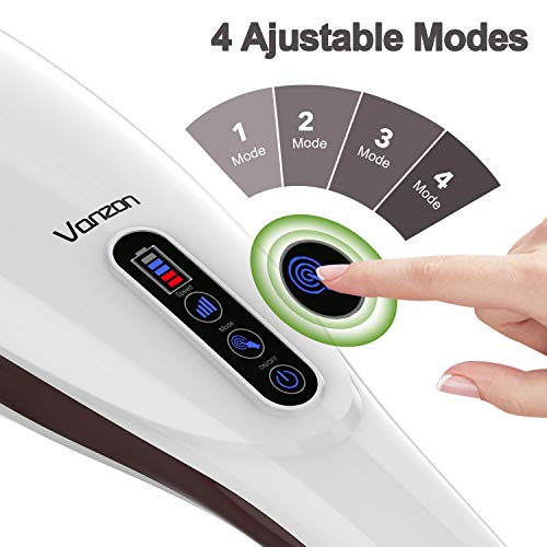 Vanzon Rechargeable Handheld Deep Tissue Massager - Cordless Electric Percussion Back Massager for Muscles, Back, Foot, Neck, Shoulder, Leg, Full Body Pain Relief with Portable Design