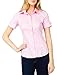 LE3NO Womens Short Sleeve Button Down Shirt with Stretch, L3NWT575A_BLACK, X-Small