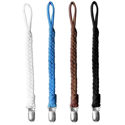xxiaoTHAWxe Pacifier Clip Belt, 4Pcs/Set Lovely Braided Rope Infant Baby Teether Pacifier Holder Belt Clip 2#