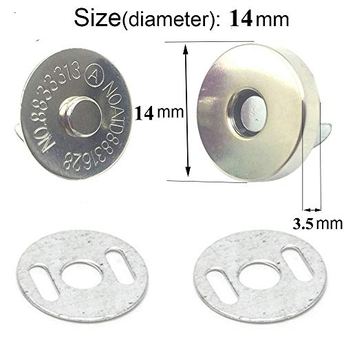 BALABALA 50 Sets 14mm Silver Tone Magnetic Buttons Snap Clasps for Handbag Purses Bags Clothes Leather Sewing Craft DIY