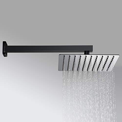 Homary Matte Black Wall Mounted Rain Shower Set 12" Square Shower Head Handheld Shower Modern Dual Function Shower Fixture for Bathroom, Solid Brass cUPC Listed with Rough-in Valve Body and Trim