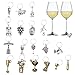 Luxtrip 18 pcs Wine Wine Tasting Party Decoration Supplies Gift Themed Wine Glass Charms Wine Lover and World Traveler Themes Wine Glass Charms Markers Drink Markers