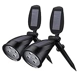 Litom 2in1 Upgraded Solar Power Spotlight with 2 Solar Panel Waterproof Solar Landscape Lights 2 Pack