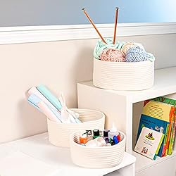 OrganiHaus 3-Pack White Cotton Rope Baskets for