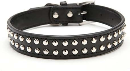 MY CHIC PETS Bling Dog Collar with Metallic Studs (Medium, Black)