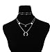 Mintrayor Multilayer Choker Necklace Set Moon Pendant Necklace for Women Silver