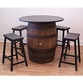 Aunt Molly's Barrels Whiskey Barrel Table-36 Table Top-(4) 24" Bar Stools