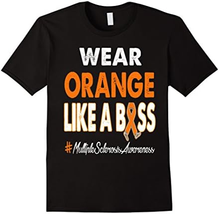 Mens Multiple Sclerosis Wear Orange Like a Boss T Shirt XL Black