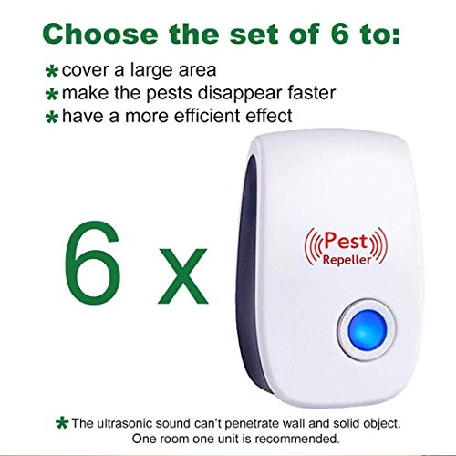 Bocianelli Ultrasonic Pest Repeller Plug in Pest Control 6 Packs, 2020 Best Indoor Repellent for Children and Pets Safe, Electronic Pest Control, Mice, Bugs, Ants, Insects and Cockroaches Repellent