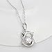 Vktech 18K White Gold Plated Two Dolphins Form a Circle Crystal Pendant Necklace