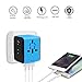 Universal Travel Adapter Type C 4 USB International Power Plug Converter Wall Charger for UK European EU AU US for 200 Countries (blue) (Does Not Convert Voltage)