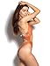 Women Velvet Hollow Out Monokini Swimsuit Thong One Piece Swimwear Bodysuit Orange S(US 0-2)