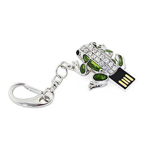 CHUYI Crystal Cute Frog Shape Animal Pen Drive 64GB USB 2.0 Flash Drive U Disk Thumb Drive Memory Stick Jump Drive with Key Chain