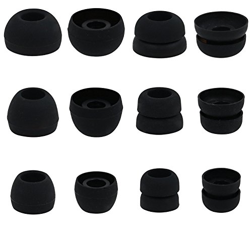 ALXCD Ear Tip for Powerbeats2 Powerbeats 3 Headphone, (S/M/L) 3 Sizes 3 Pair Silicone Earbud Tips & S/M/L 3 Pair Double Flange Ear Tips Replacement, Fit for Powerbeats 2 3 Wireless PB3 (Balck/3+3)