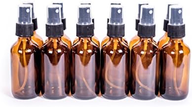 Everything4Oils 2oz Amber Glass Bottle with Pump for Essential Oils (12-pack)