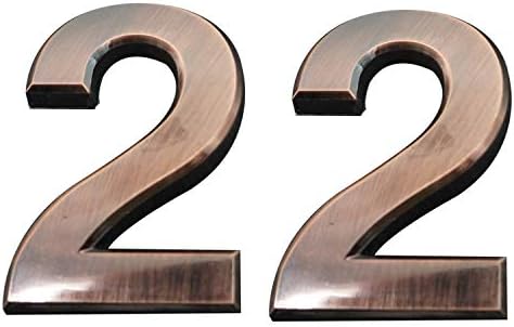 2 Pieces Self-Adhesive House Numbers-2.75 Inch High Door Address Stickers for Apartment/Mailbox Number, Bronze, Number 2