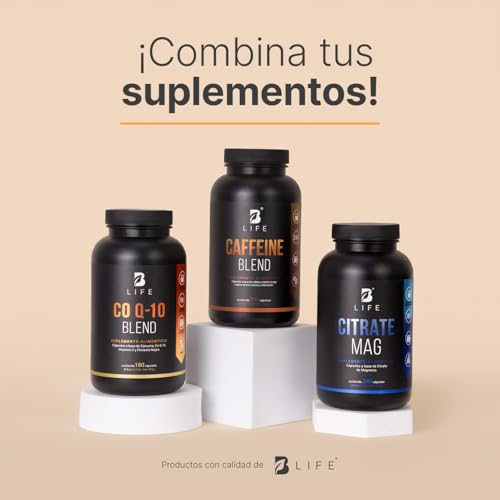 Cafeína Anhidra 240 Cápsulas de 700 mg. Adicionada con Matcha, Melena de León, Taurina y Vitamina B1. Ingredientes Naturales. Caffeine Blend B Life
