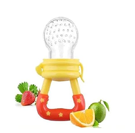 Manan Shopee Baby Silicone Food/Fruit Nibbler, Soft Pacifier/Feeder for Baby (Yellow)