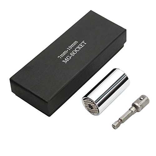 OCGIG 7-19mm(1/4"-3/4")Universal Socket with Metric Wrench Power Drill Adapter Socket Professional Repair Tool,Multi-Function Gator Socket Adapter,Silver,Handyman's DIY Perfect Gift