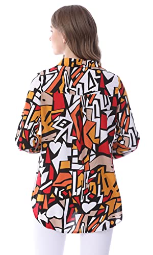 Dressy Blouses for Women Fashion, Casual Long Sleeve Button Down Shirts Tops(Mix Colors 2,Large)