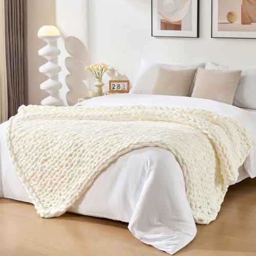 Bigacogo Chunky Knit Throw Blanket