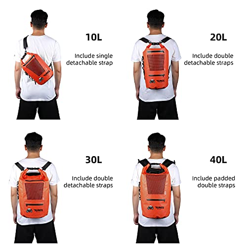 RUNCL Waterproof Dry Bag, Durable RollTop Closure 10/20/30/40L