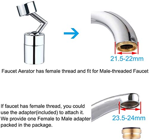 LQWY Faucet Aerator Female Male Universal 720 Degree Sink Swivel Spray Aerator Dual-Modes Aerator Faucet Sink Faucet Sprayer Attachment for Bathroom, Kitchen, Laundry