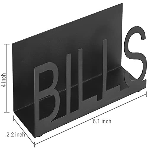 MyGift Black Metal Desktop Mail Sorter Organizer with Bills in Block