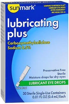 Sunmark Lubricating Plus Eye Drops - 0.01 oz doses - 30 single-use containers, Pack of 4