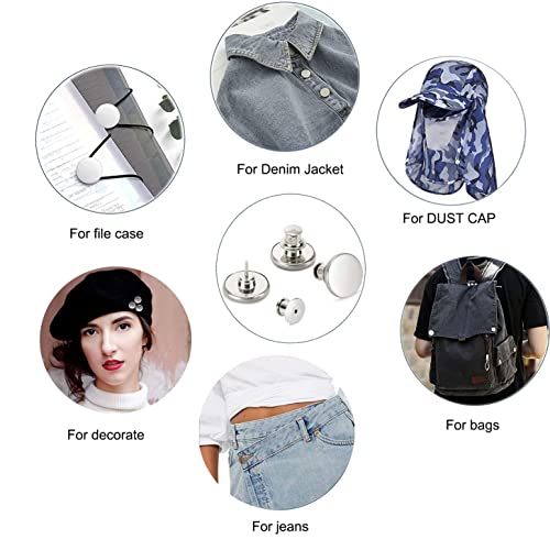 4 Sets Jean Buttons pins No Sew Instant 17mm Replacement Button