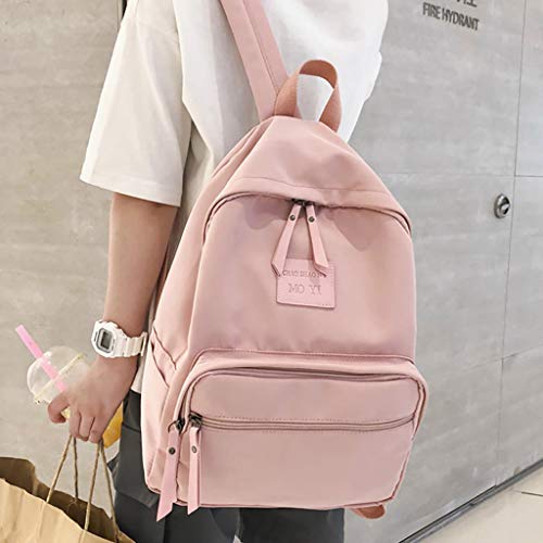 Excursion Sports Solid Color Zipper Backpack for Women, Girls Student Large Capacity Schoolbag Shoulder Bag, Lightweight Street Travel Camping Rucksack Satchel Daypacks