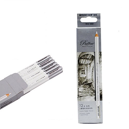 Artist Sketch White Pencil 12 PCS (White Charcoal Pencil)