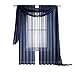 LinenZone Navy Window Scarf Valance in 144 Inch Size. Use Window Scarves as Canopy Bed or Backdrop Curtains, Curtain Scarf, or Sheer Fabric for Draping. (Amazing 55 x 144, Navy)
