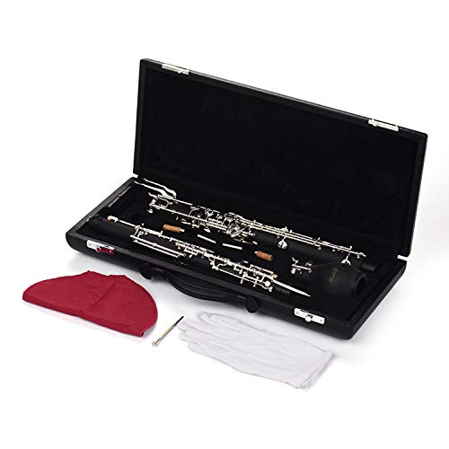 English Horn Alto Oboe,Muslady English Horn Alto Oboe F Key Synthetic Wood Body with Reed Gloves Cleaning Cloth Case Carry Mini Screwdriver