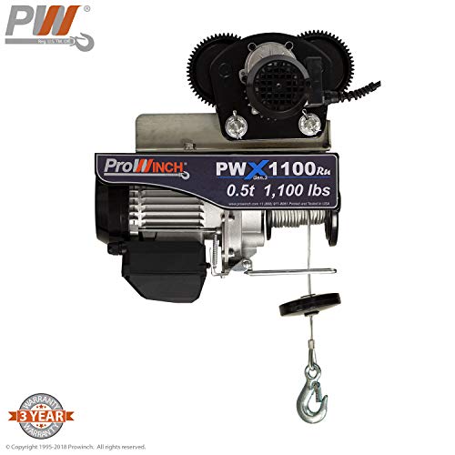 1/2 Ton Electric Wire Rope Hoist 1100 lbs. 38 ft. Wireless w/Power Trolley 110V