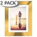 Americanflat 5x7 Picture Frame with Shatter-Resistant Glass - Set of 2 - Use as 4x6 Frame with Mat or Display 5x7 Photo Without Mat - Signature Collection - Picture Frames for Tabletop and Wall - Gold