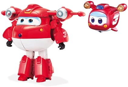 Super Wings – Pack De 2 Figurines Transformables Supercharged Jett + Tino – Jouet Pour Enfant 3 Ans Et Plus – Avion, Robot Et Dinosaure